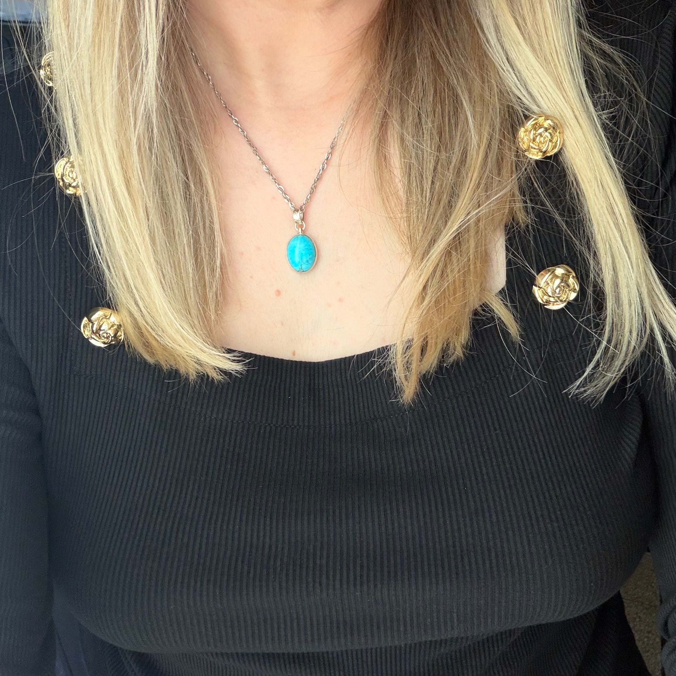 Ciondolo Turchese Naturale - Argento 925