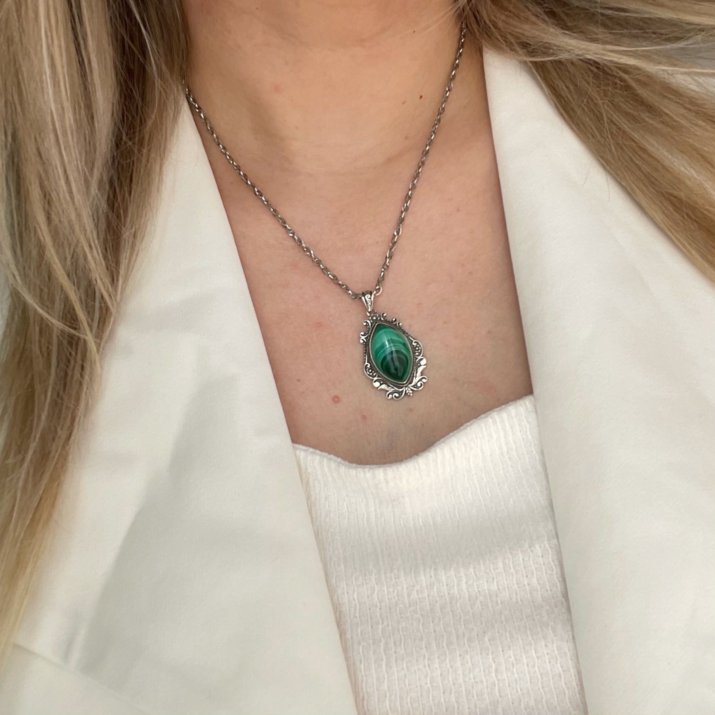 Ciondolo Malachite Vintage - Argento 925