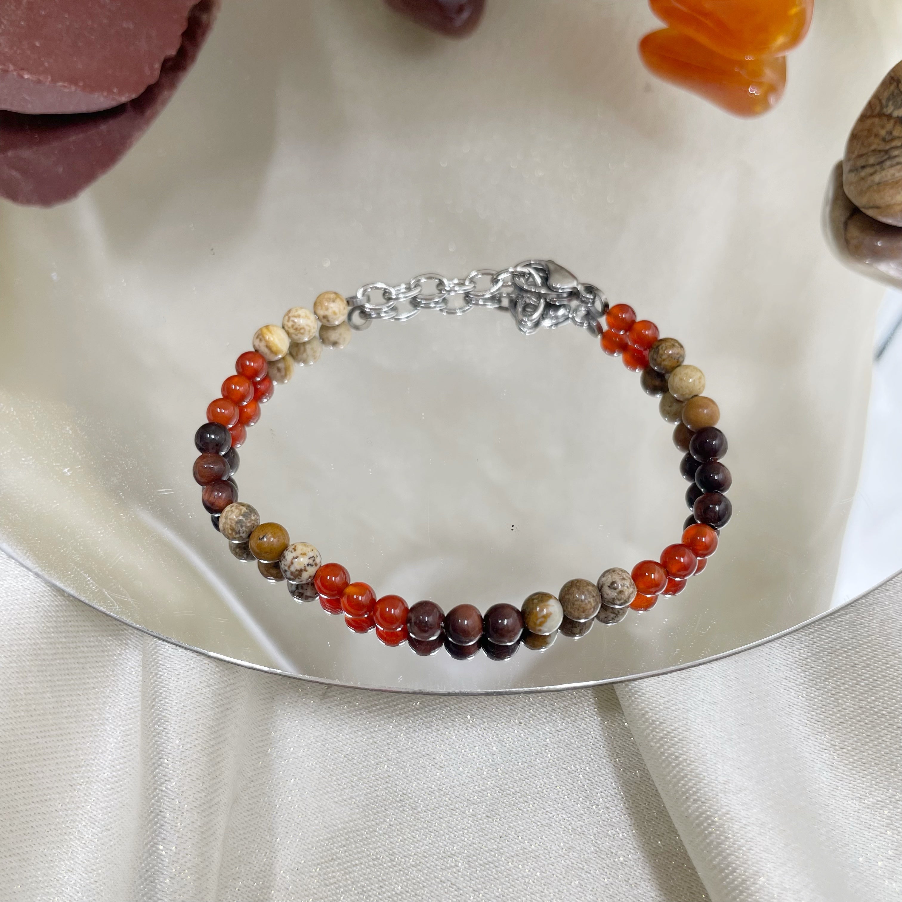 Bracciale Ariete - Pietra Paesina, Occhio di Bue, Corniola