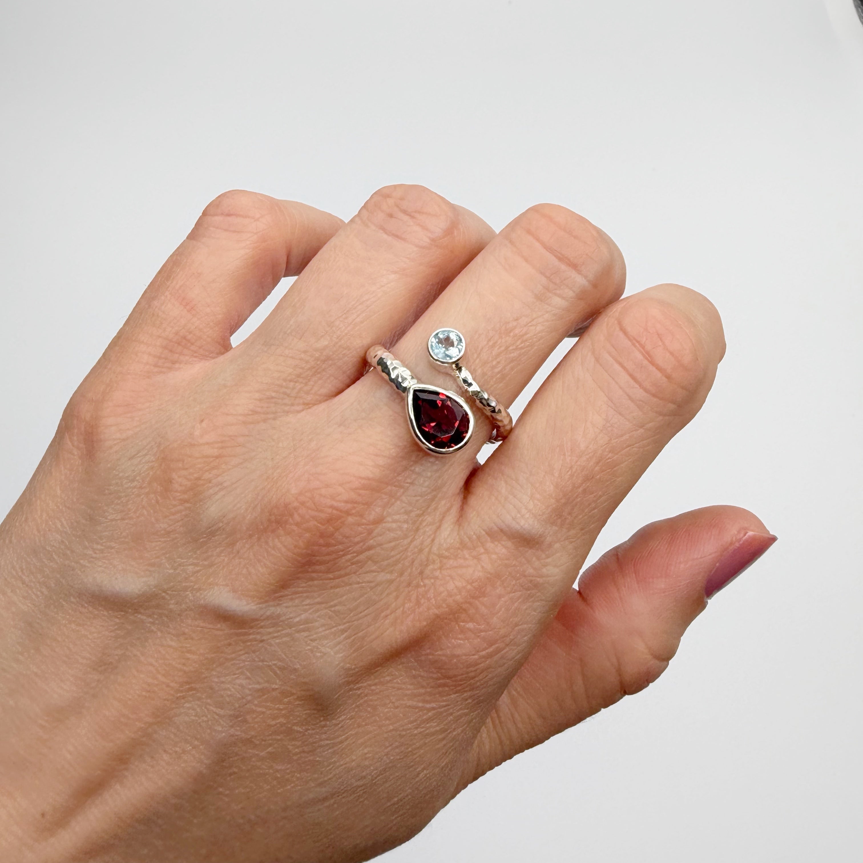 Anello Topazio e Granato - Argento 925