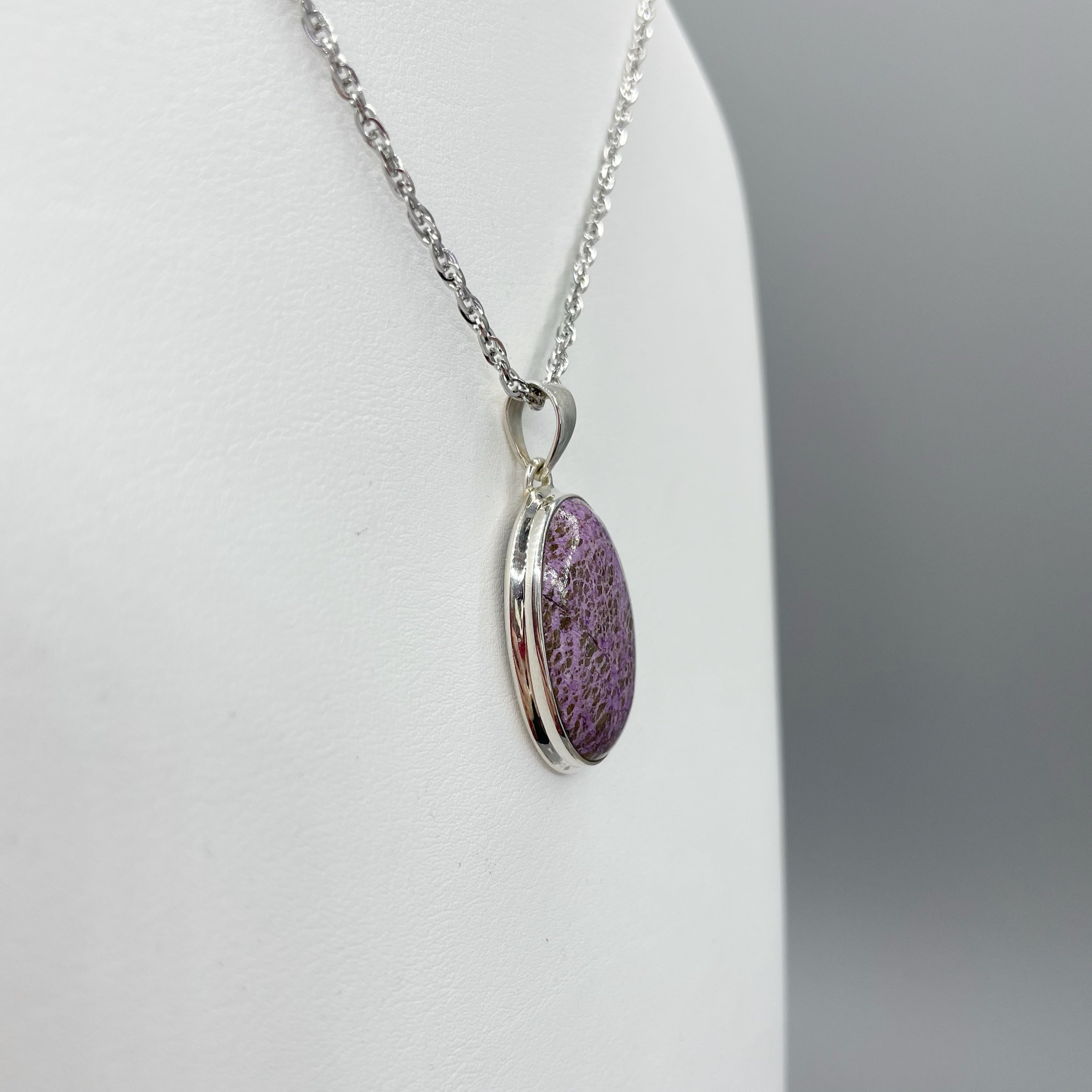 Ciondolo Variscite in Purpurite Ovale - Argento 925