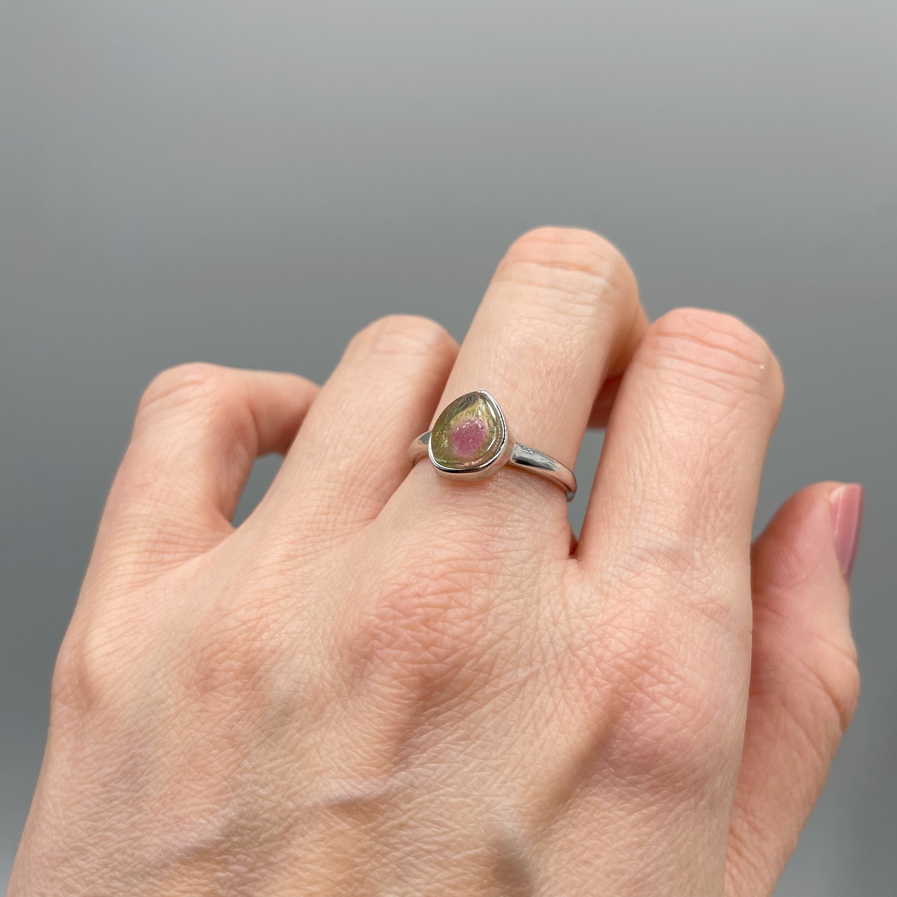 Anello Tormalina Watermelon - Argento 925