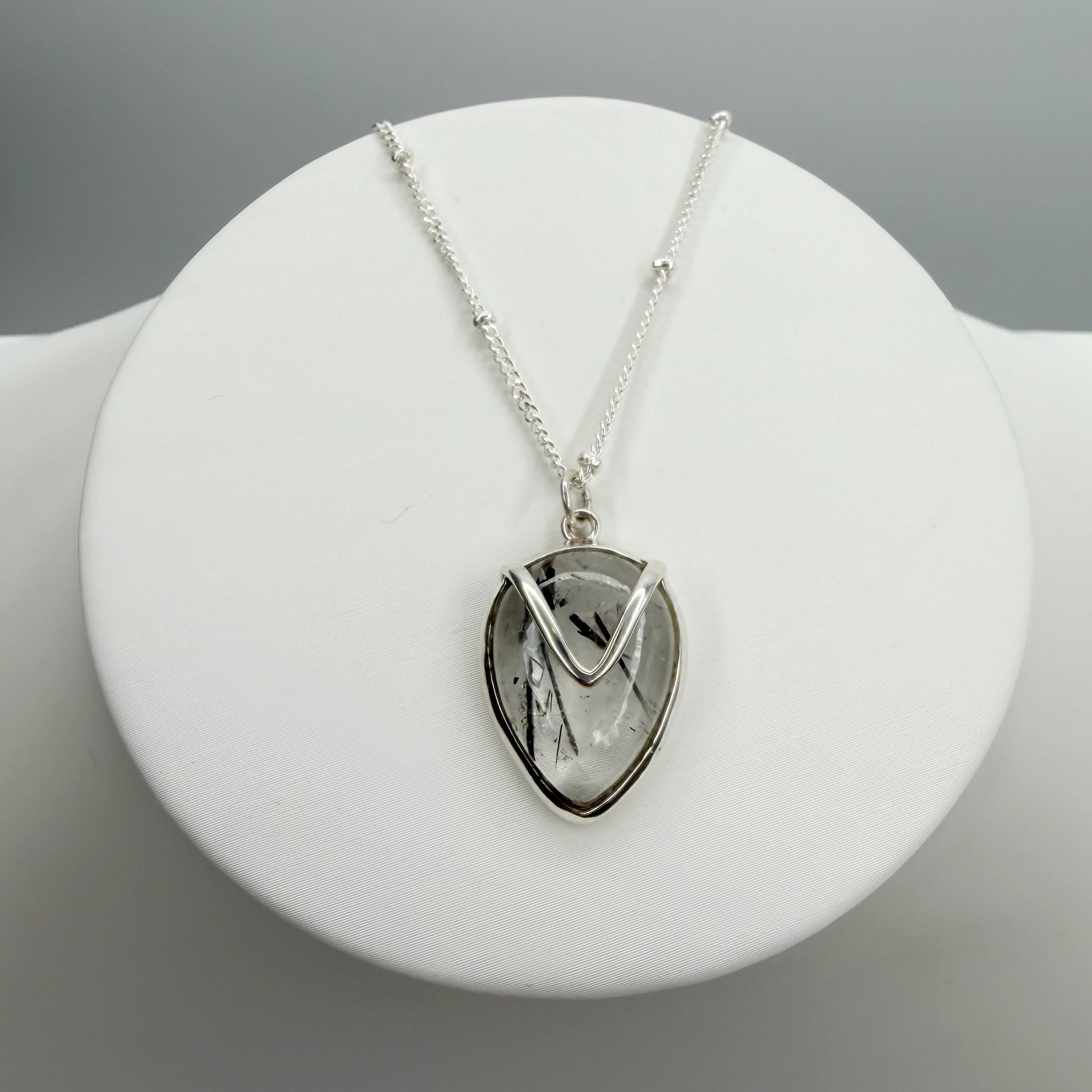 Collana Quarzo Tormalinato a Goccia - Argento 925