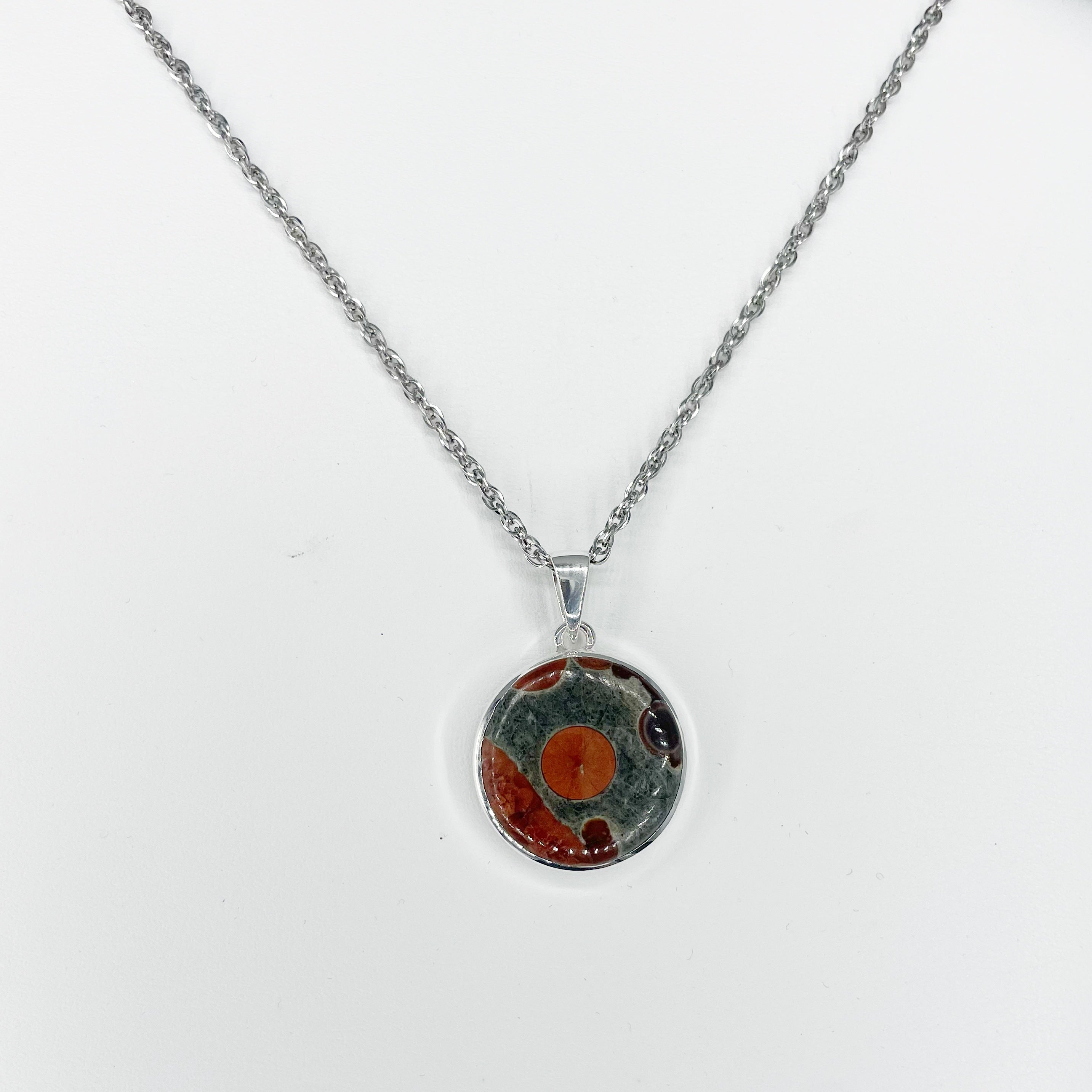 Ciondolo Ossidiana Peanut Tondo - Argento 925