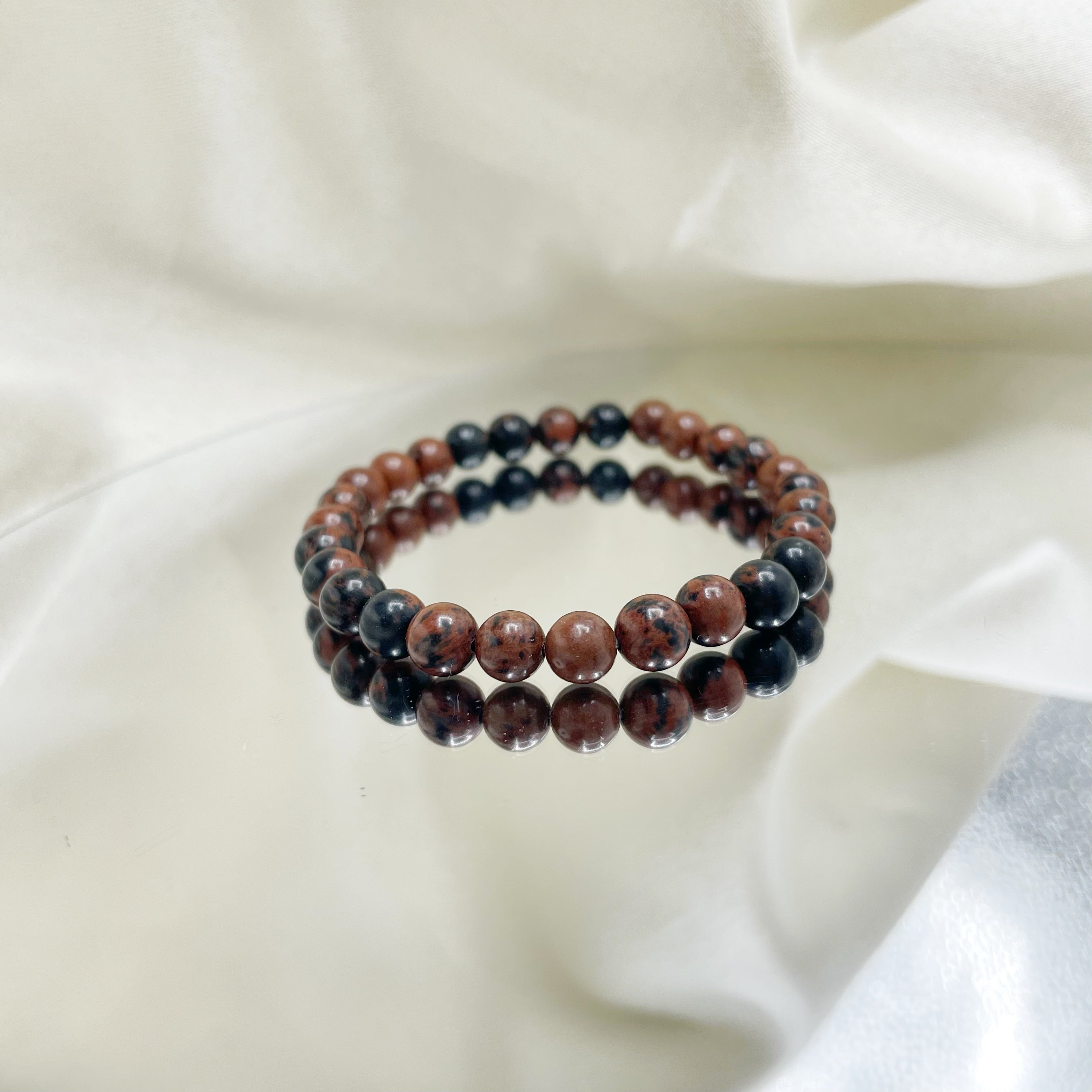 Bracciale Ossidiana Mogano - elastico