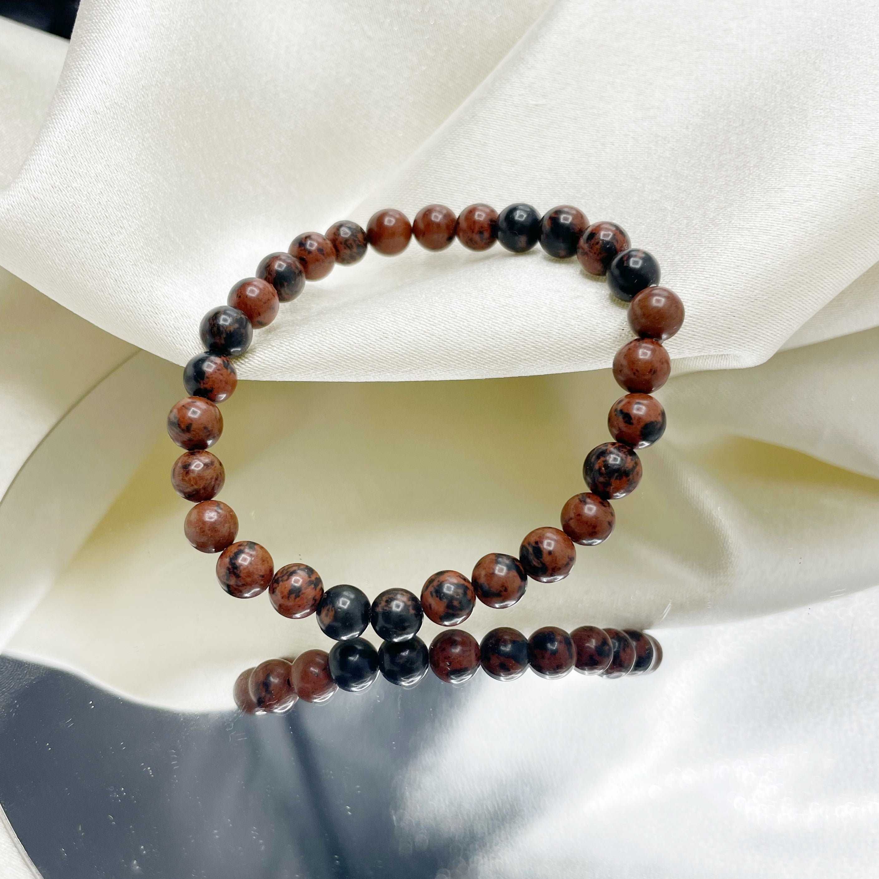 Bracciale Ossidiana Mogano - elastico