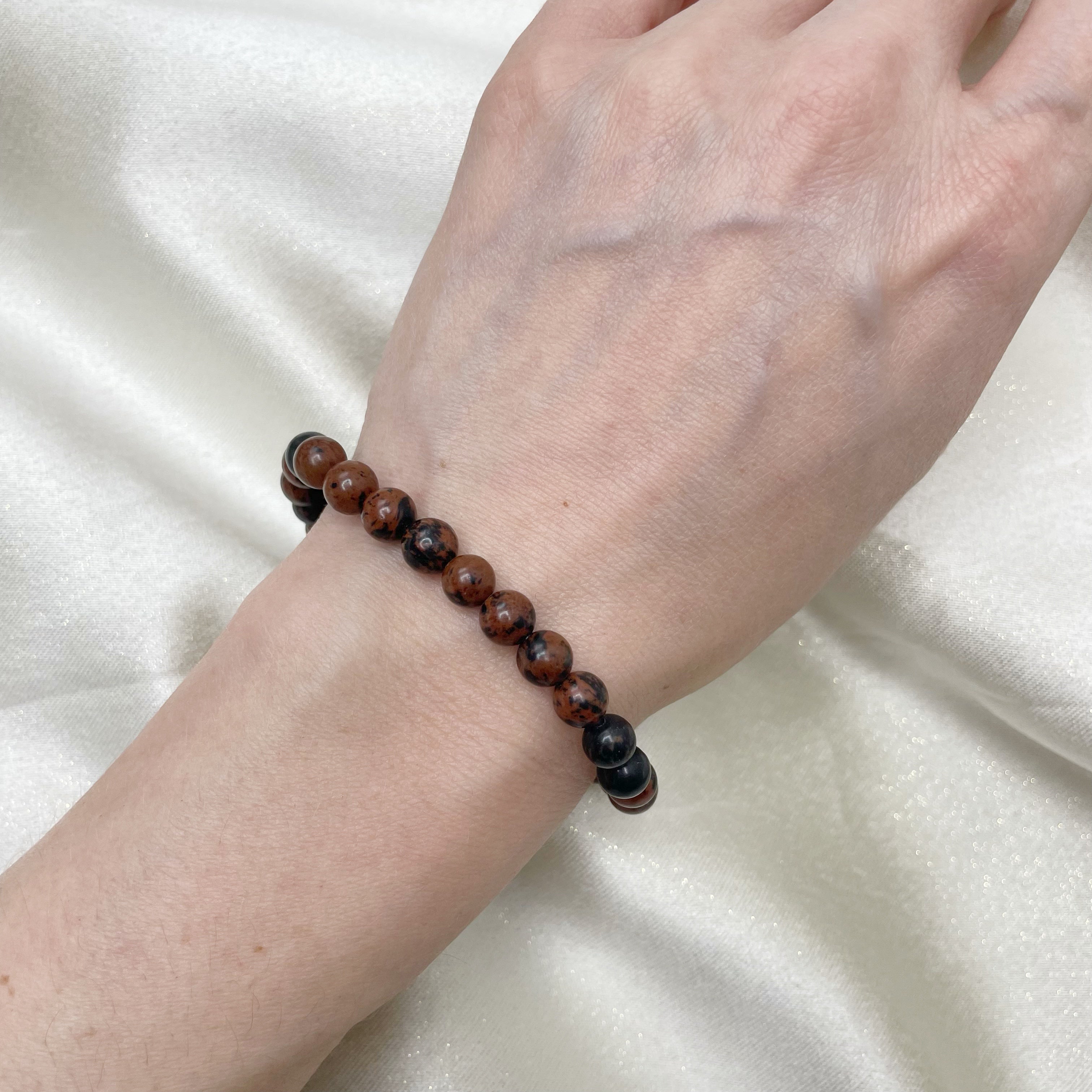 Bracciale Ossidiana Mogano - elastico