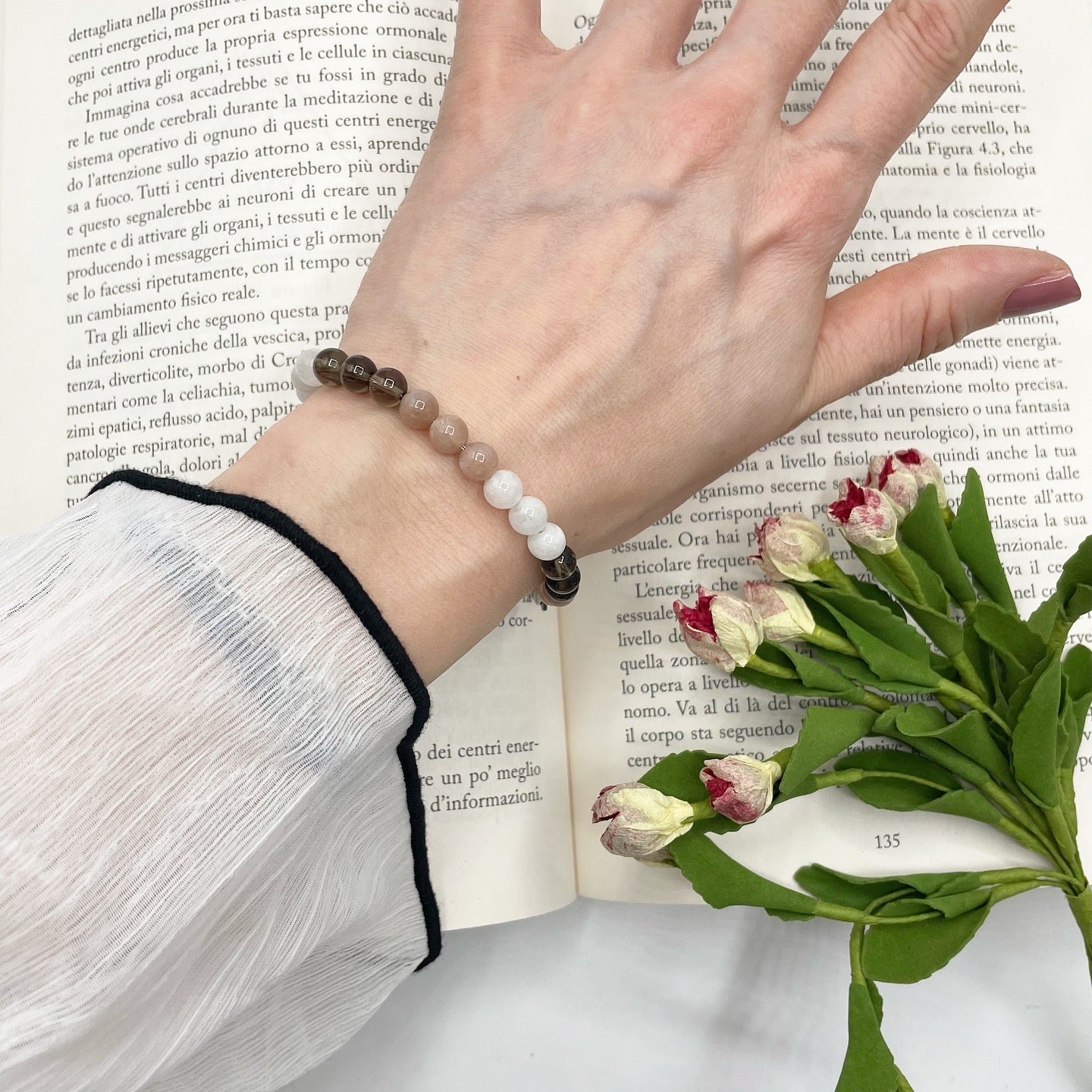 Bracciale Happiness - Pietra di Luna, Quarzo Fumè, Labradorite Bianca