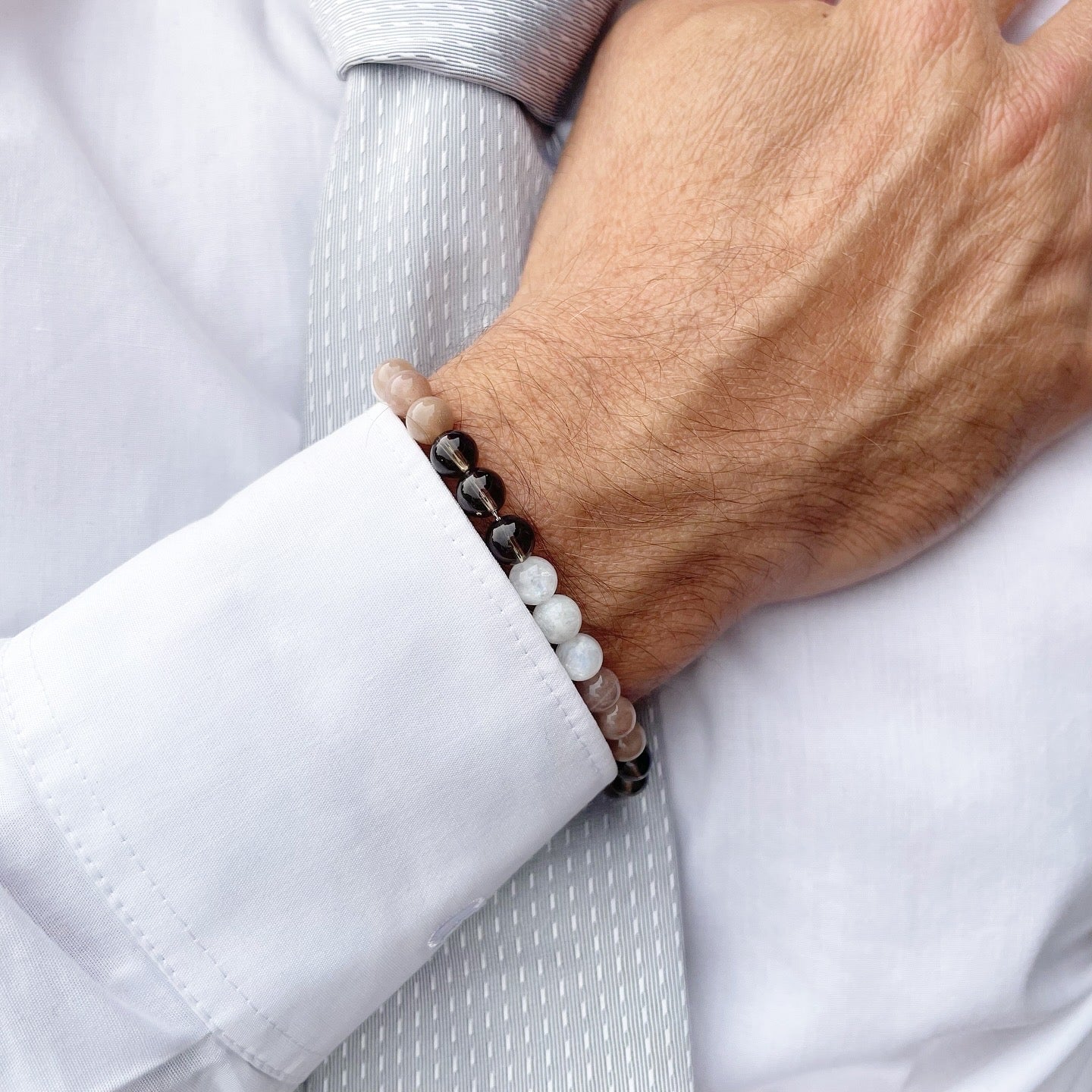 Bracciale Happiness - Pietra di Luna, Quarzo Fumè, Labradorite Bianca