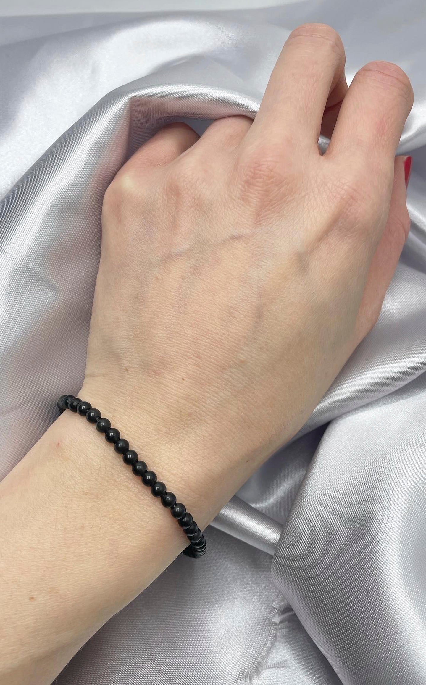 Braccialetto Difesa Interna - Ossidiana sottile 4 mm