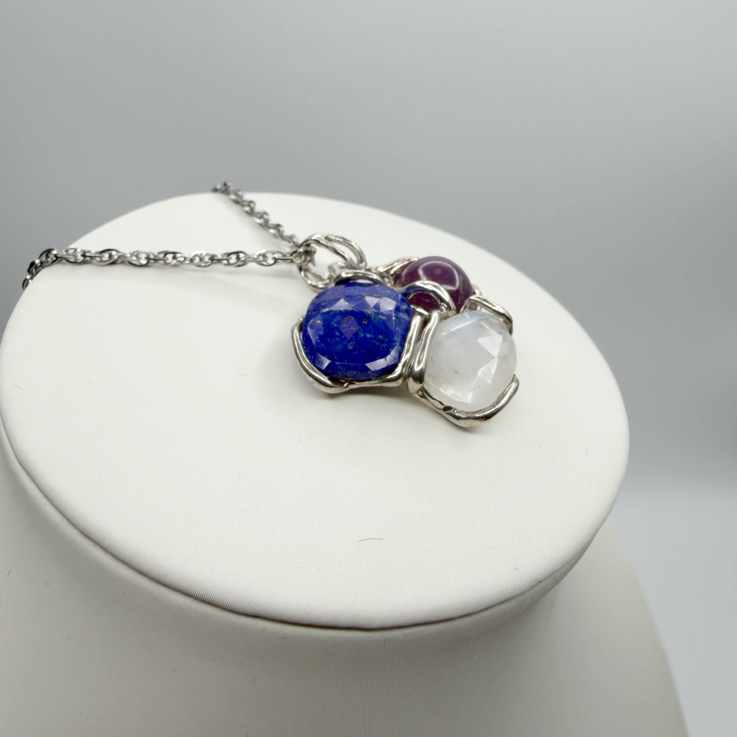 Ciondolo Lapislazzuli, Labradorite e Agata - Argento 925