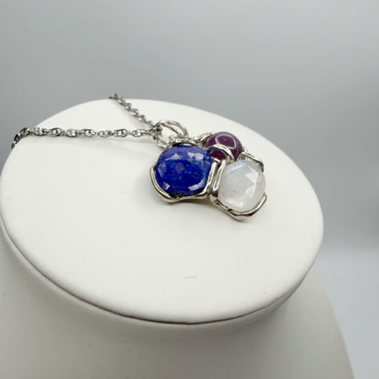Ciondolo Lapislazzuli, Labradorite e Agata - Argento 925