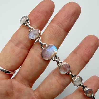 Bracciale Labradorite Bianca e Argento 925 - sfaccettato