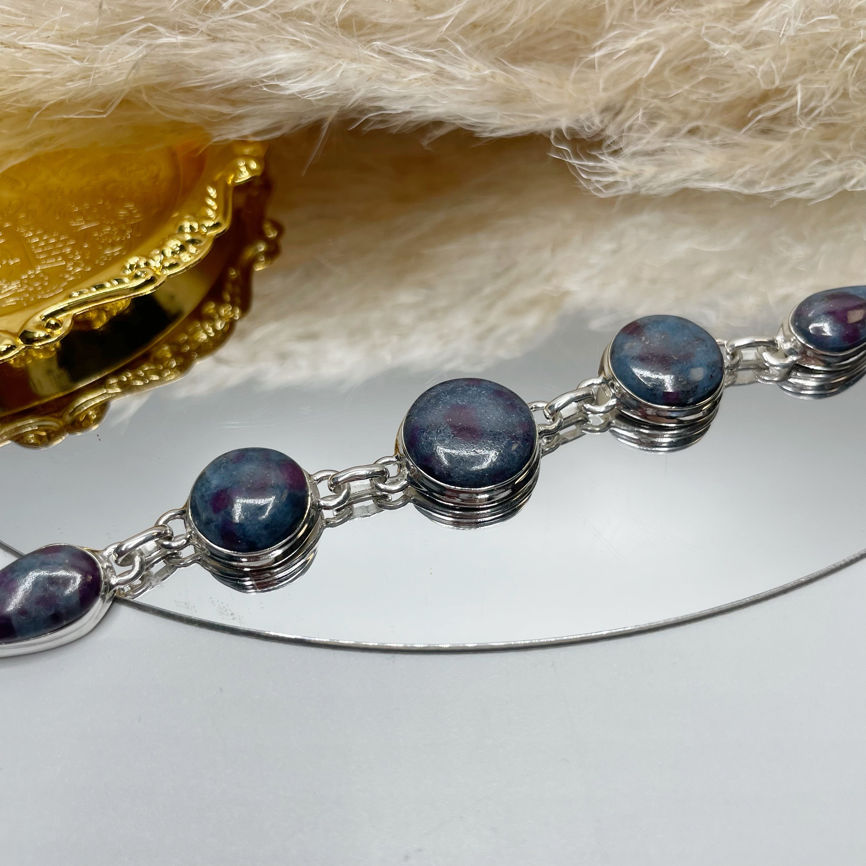 Bracciale Rubino in Cianite e Argento 925 - tondo