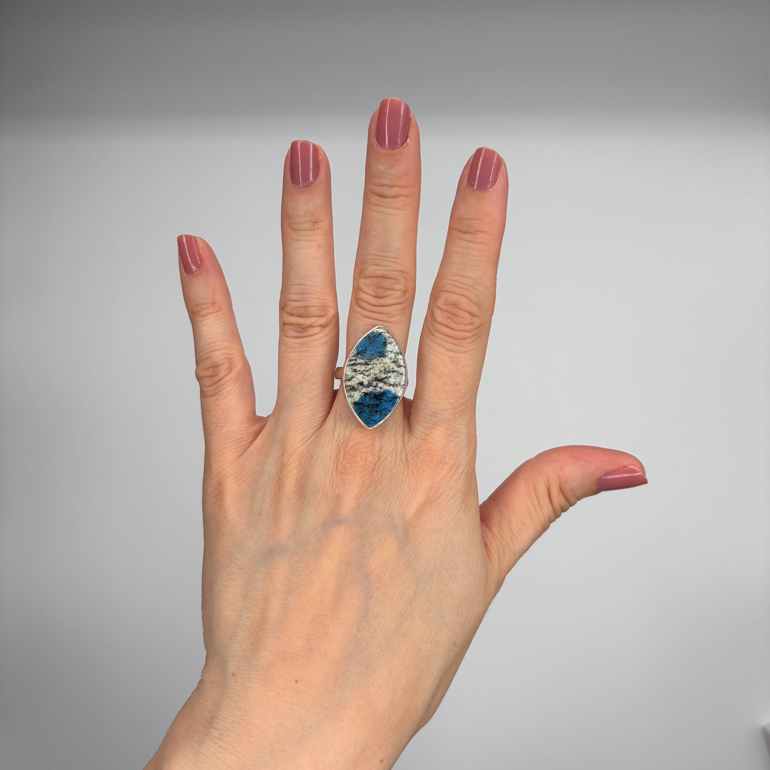 Anello Azzurrite in Granito (K2) e Argento 925