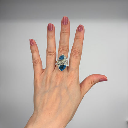 Anello Azzurrite in Granito (K2) e Argento 925