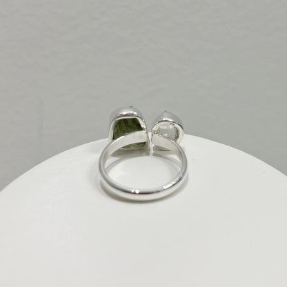Anello Moldavide e Diamante Herkimer - Argento 925