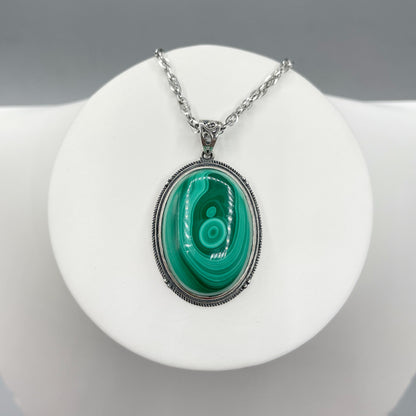 Ciondolo Malachite Ovale - Argento 925