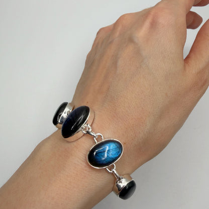 Bracciale Labradorite e Argento 925 - Ovale