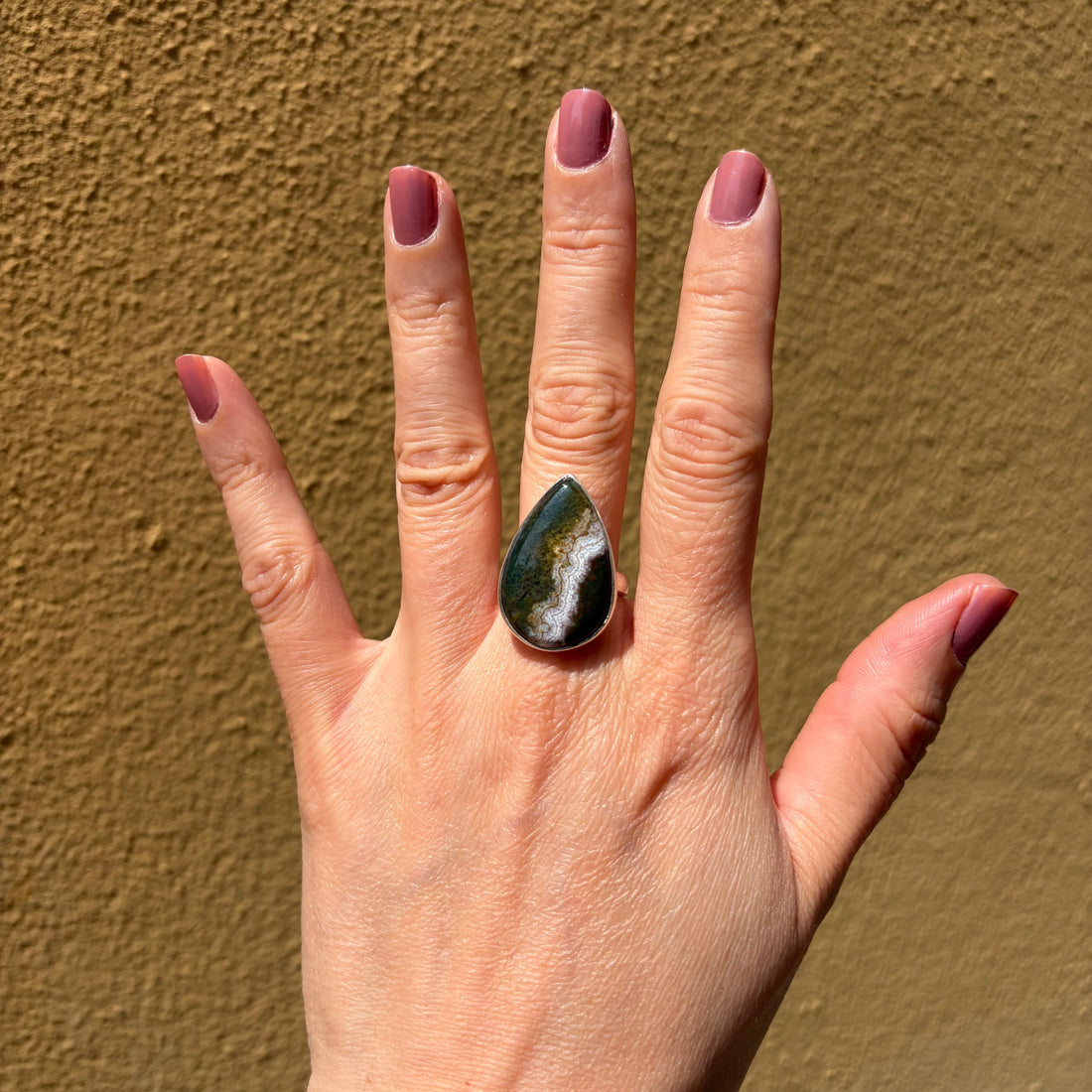 Anello Diaspro Oceano Argento 925 - a  Goccia