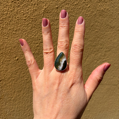 Anello Diaspro Oceano Argento 925 - a  Goccia