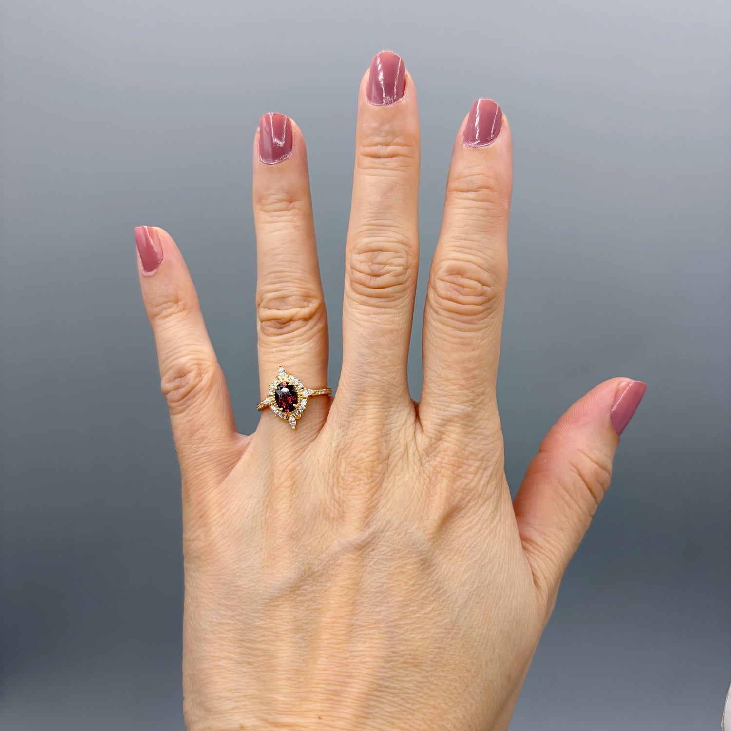 Anello Change Granato | Argento 925 placcato oro 14k - NON REGOLABILE