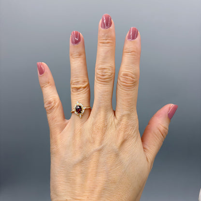 Anello Change Granato | Argento 925 placcato oro 14k - NON REGOLABILE