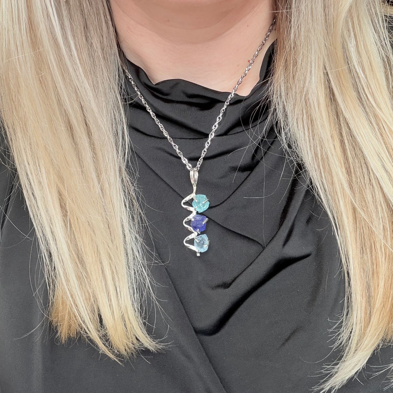 Ciondolo Tanzanite, Apatite, Acquamarina | Argento 925