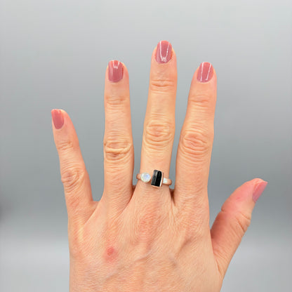 Anello Tormalina e Labradorite Bianca - Argento 925
