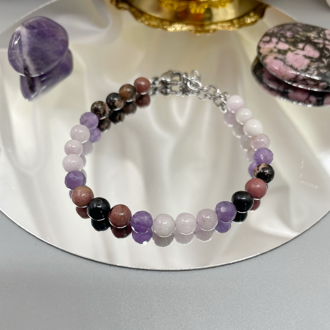 Bracciale della Rinascita - Ametista, Kunzite, Rodonite - LIMITED EDITION