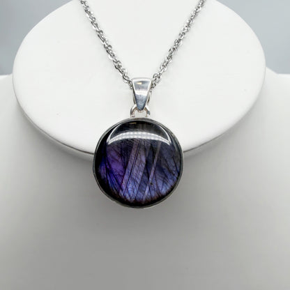 Ciondolo Labradorite Viola - Argento 925 Tondo