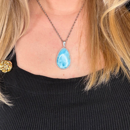 Ciondolo Larimar Argento 925 - Goccia grande