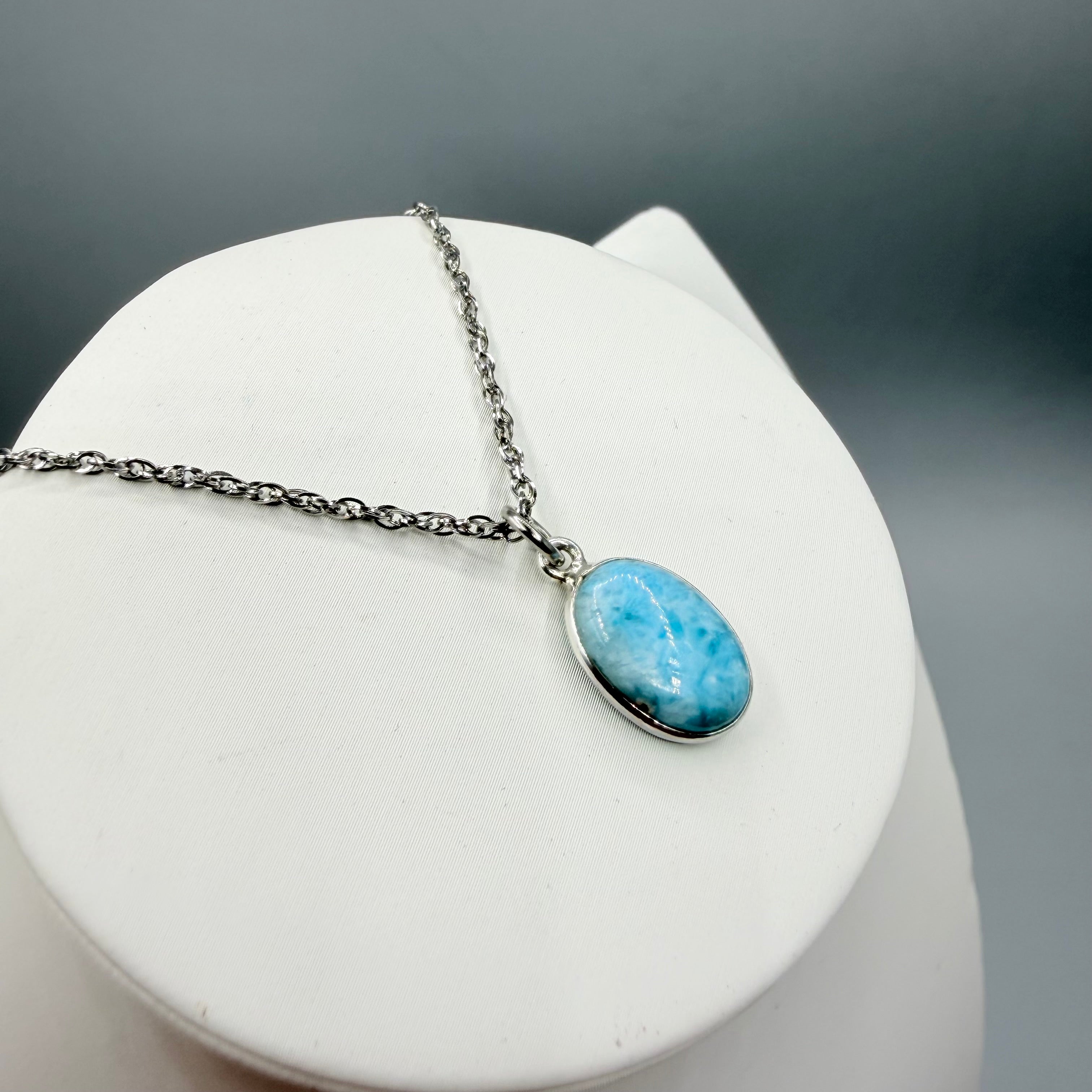 Ciondolo Larimar Argento 925 - Ovale piccolo