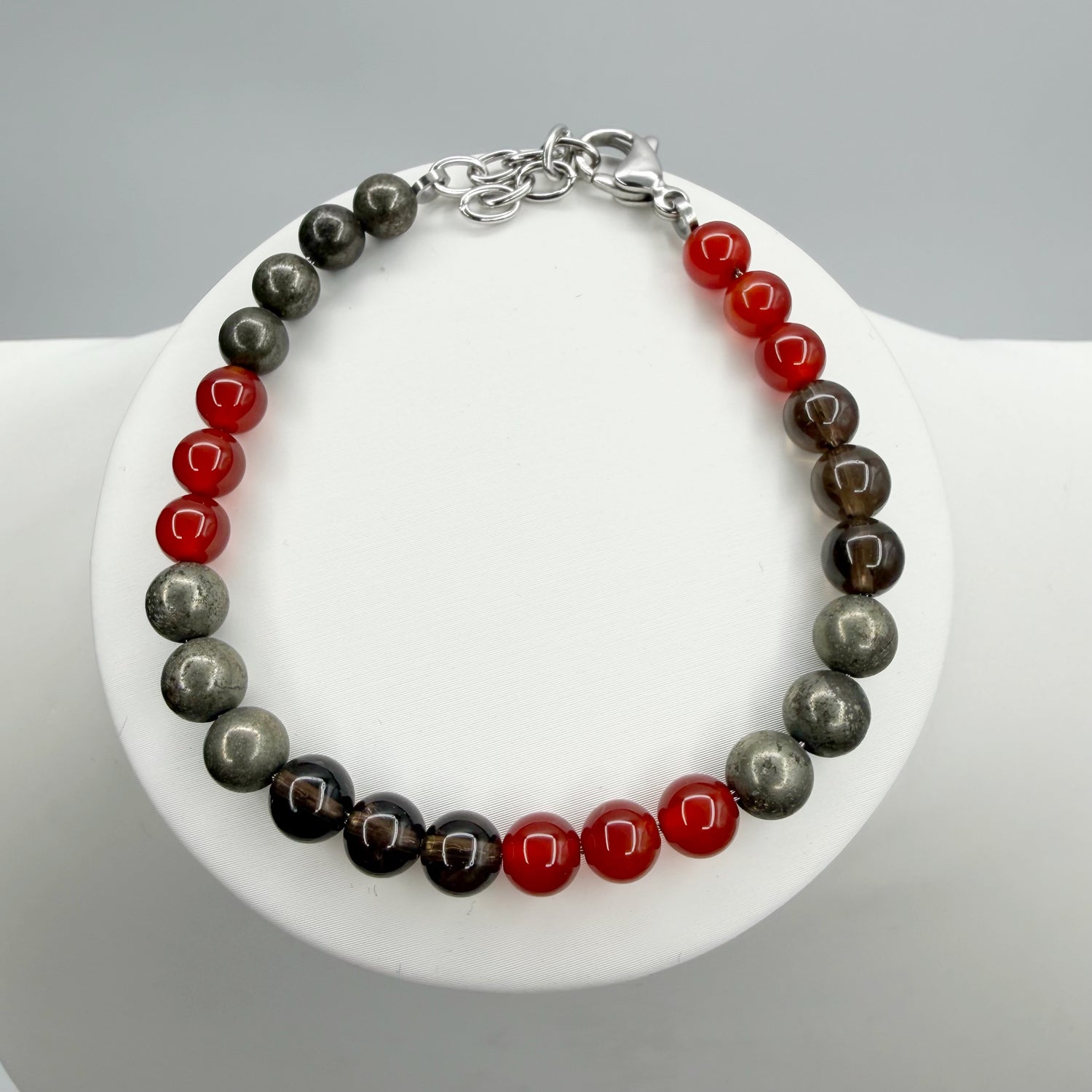 Bracciale Nuove Opportunità - Pirite, Corniola, Quarzo Fumè