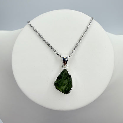 Ciondolo Moldavite Grezza - Argento 925