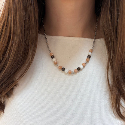 Girocollo Happiness - Pietra di Luna, Quarzo Fumè, Labradorite