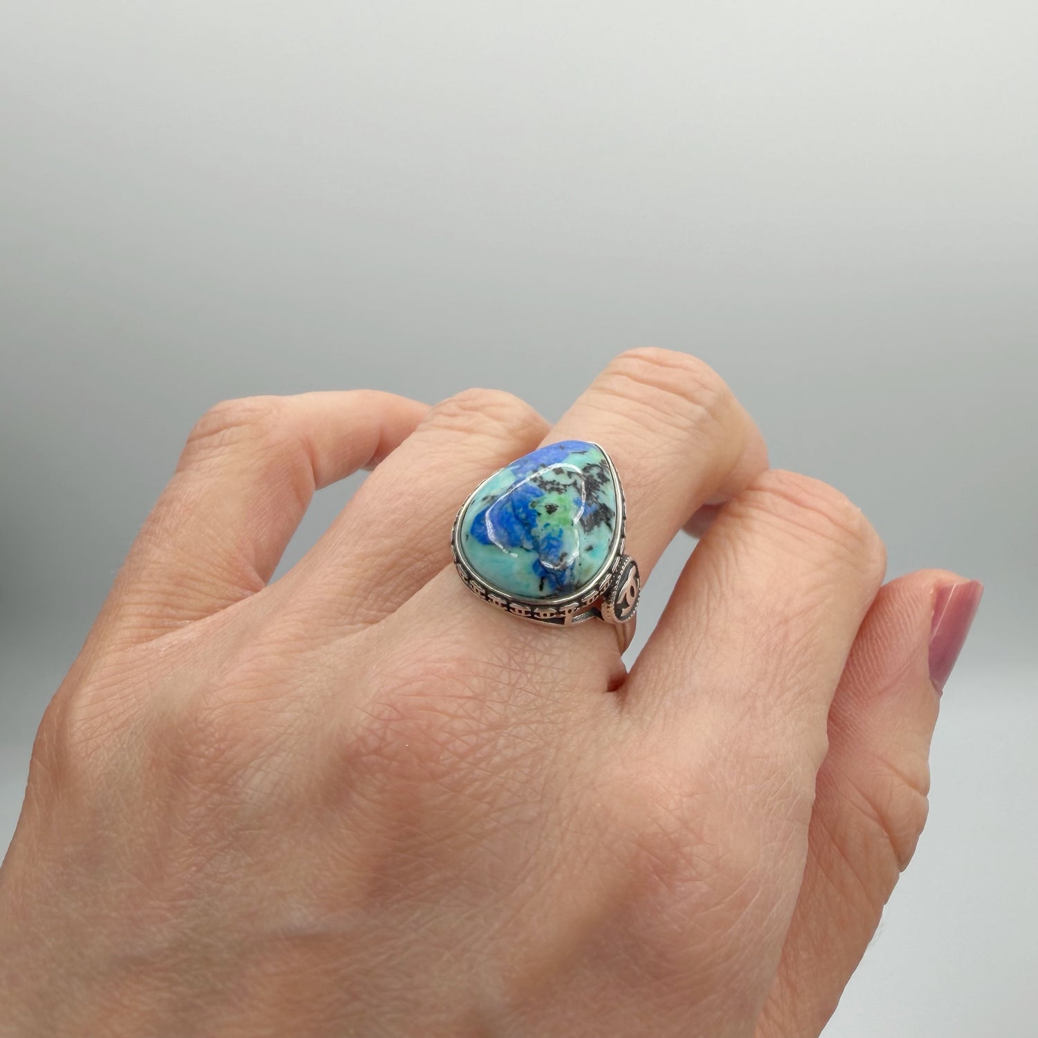 Anello Lapis e Turchese e Argento 925 - A GOCCIA