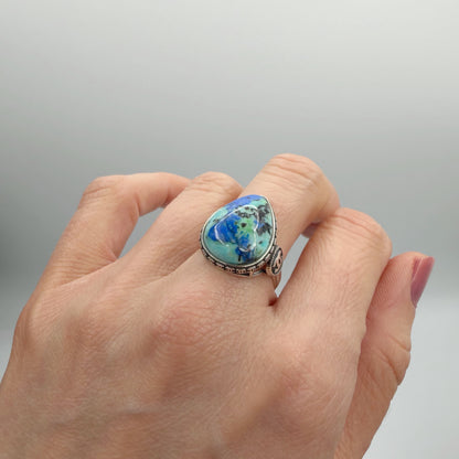 Anello Lapis e Turchese e Argento 925 - A GOCCIA
