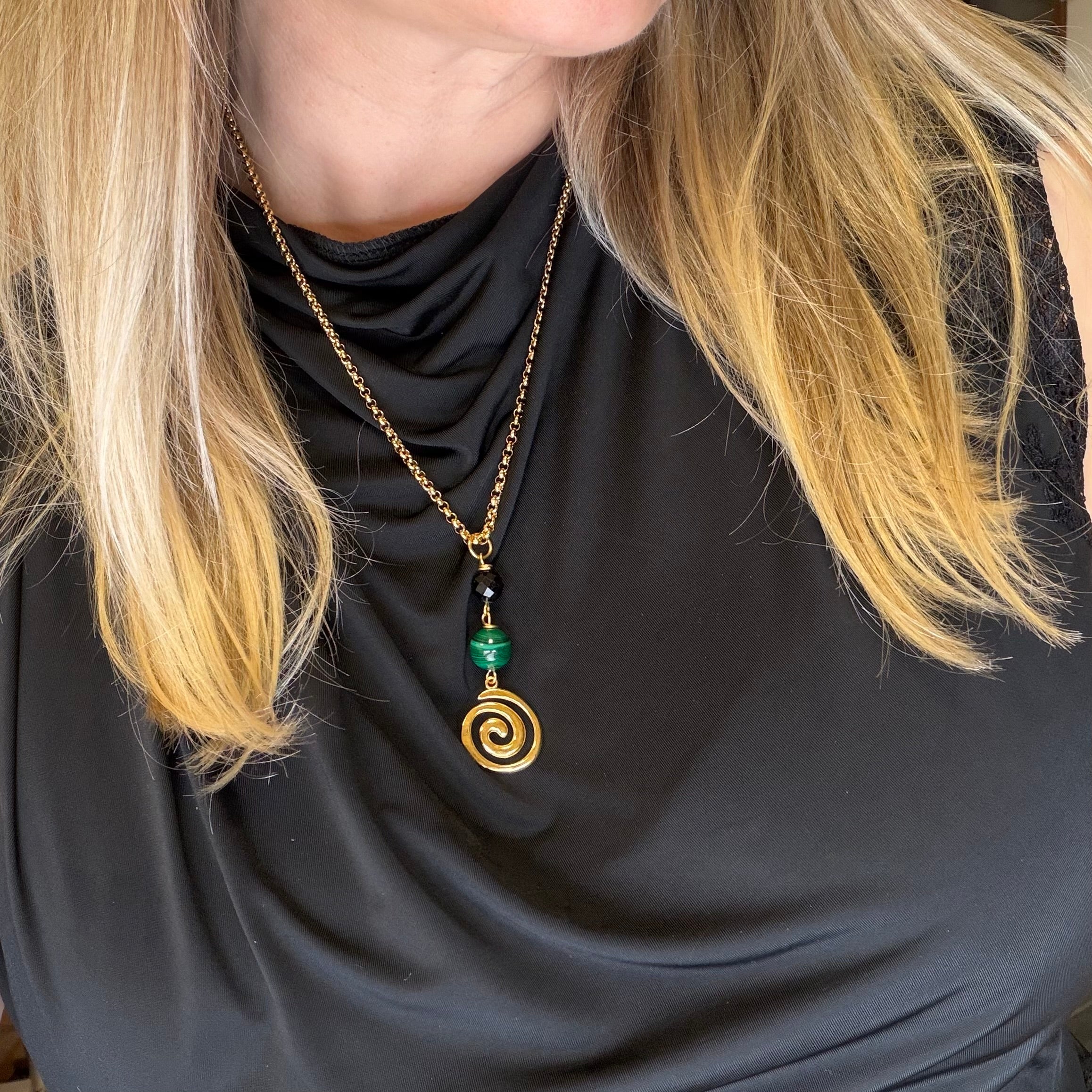 Collana Armonia e Protezione - Tormalina e Malachite - GOLD