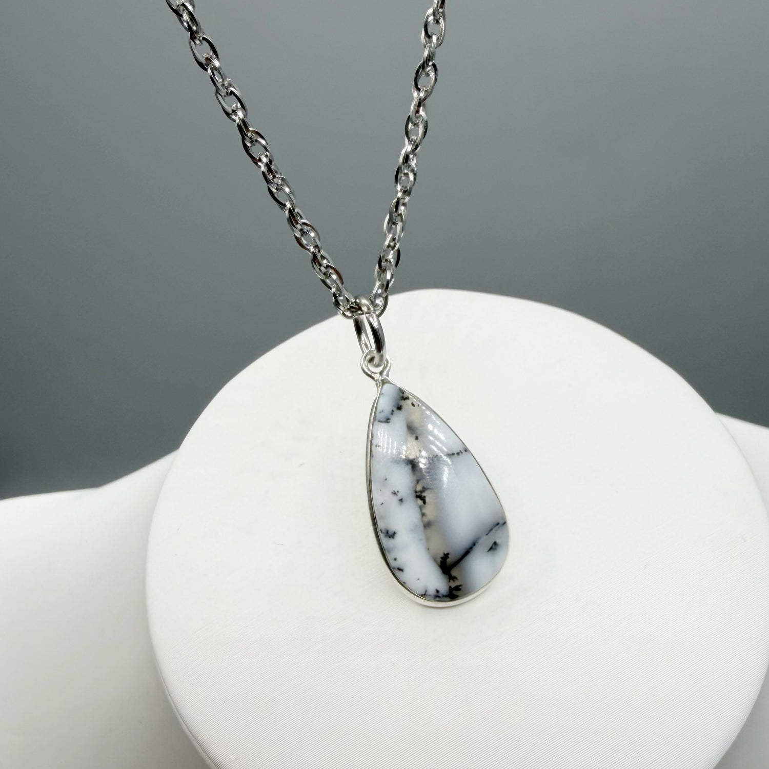 Ciondolo Opale Dendritico e Argento 925 - a Goccia