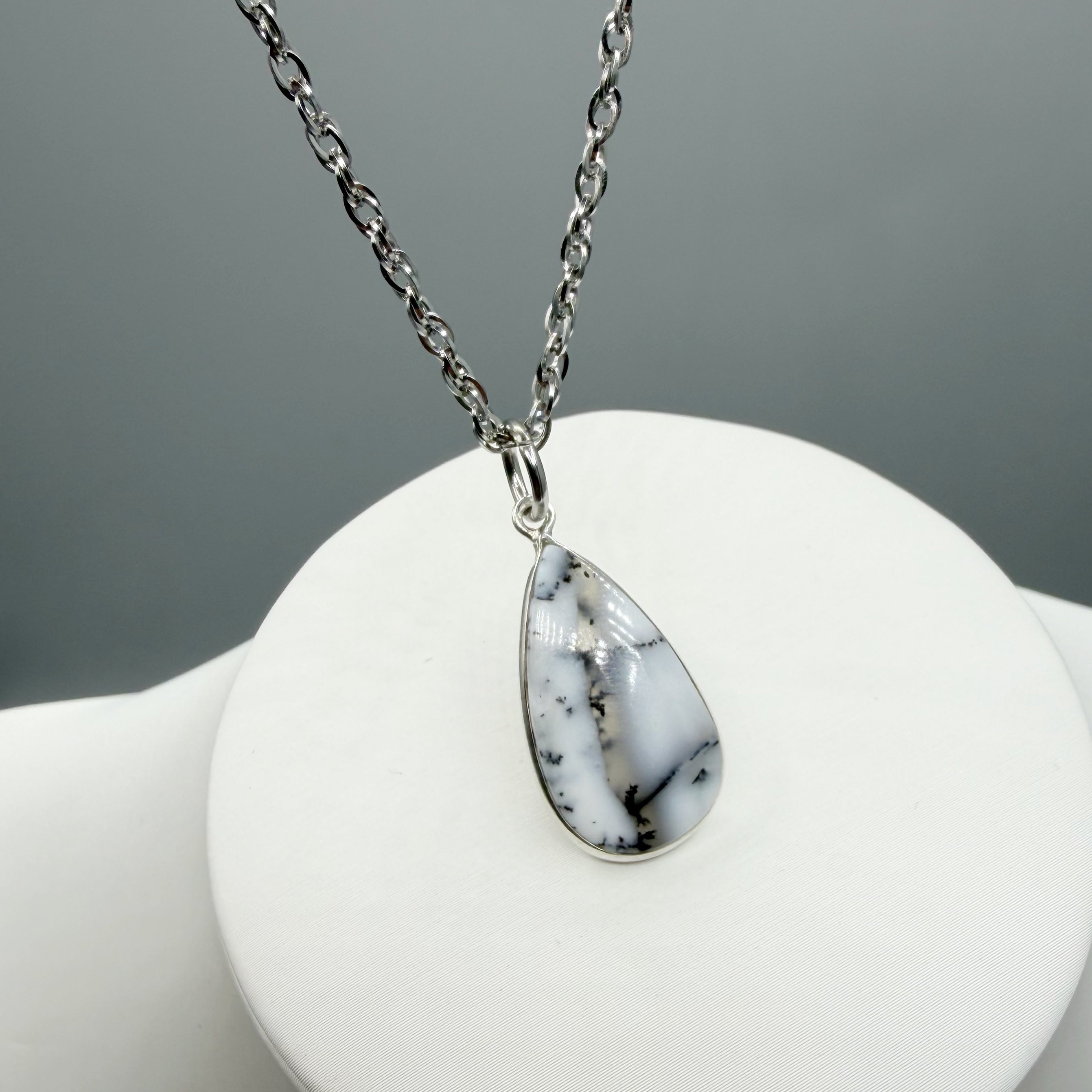 Ciondolo Opale Dendritico e Argento 925 - a Goccia