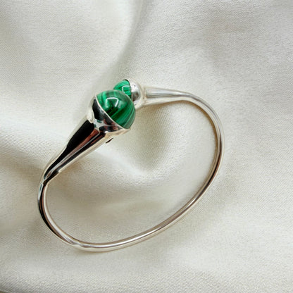 Bracciale Rigido di Malachite e Argento 925