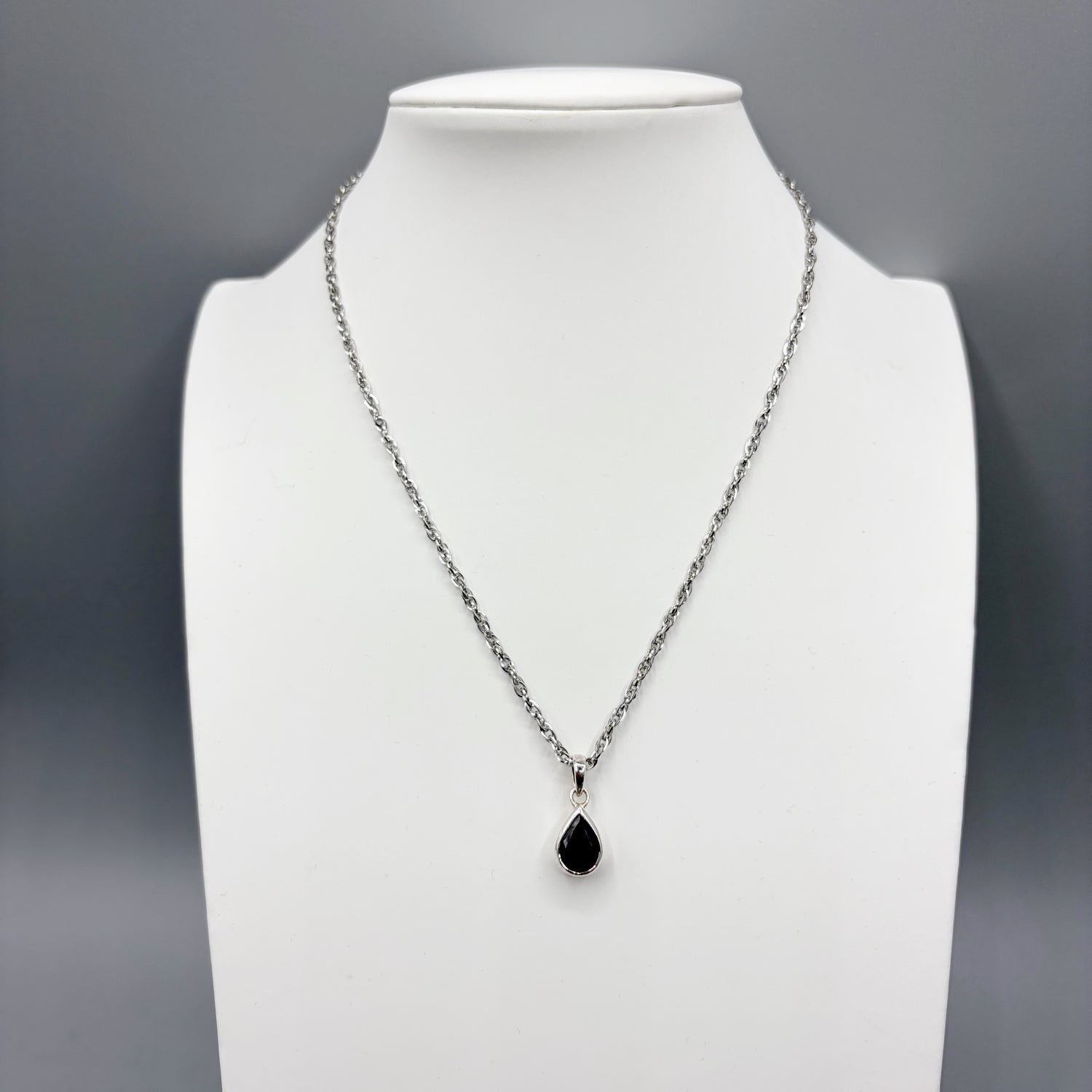 POPLYKE Collana Donna In Argento 925 Con Tormalina Nera Naturale – Ciondolo A Goccia, Catena 45 Cm