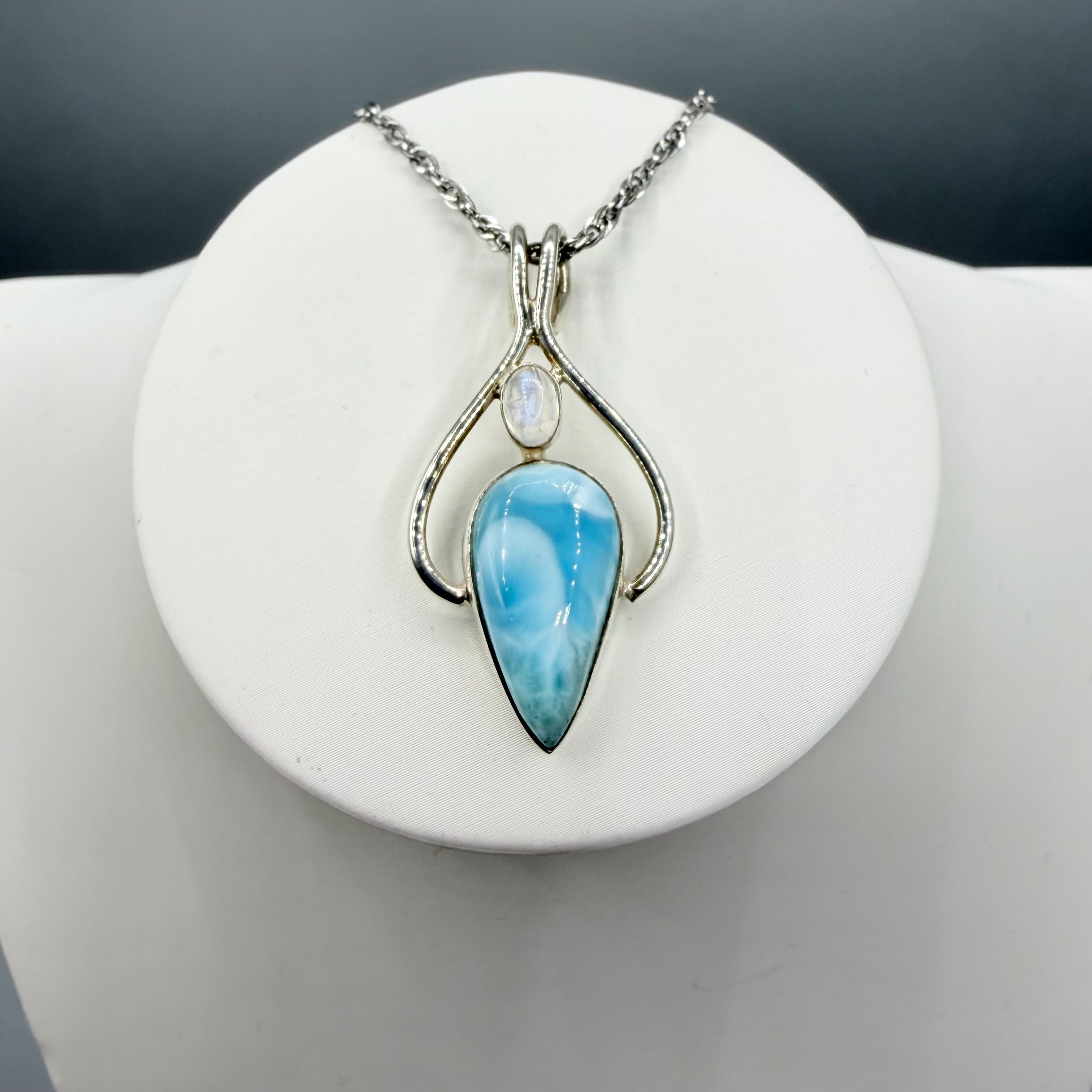 Ciondolo Larimar e Labradorite Bianca | Argento 925
