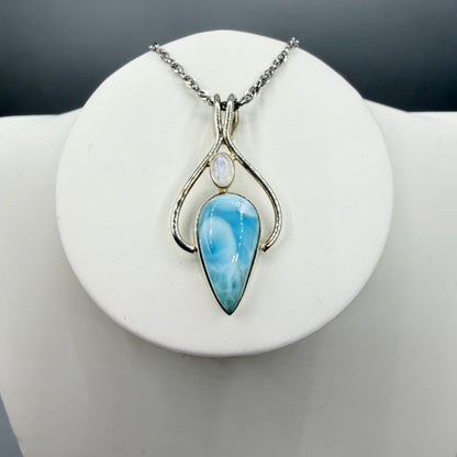 Ciondolo Larimar e Labradorite Bianca | Argento 925