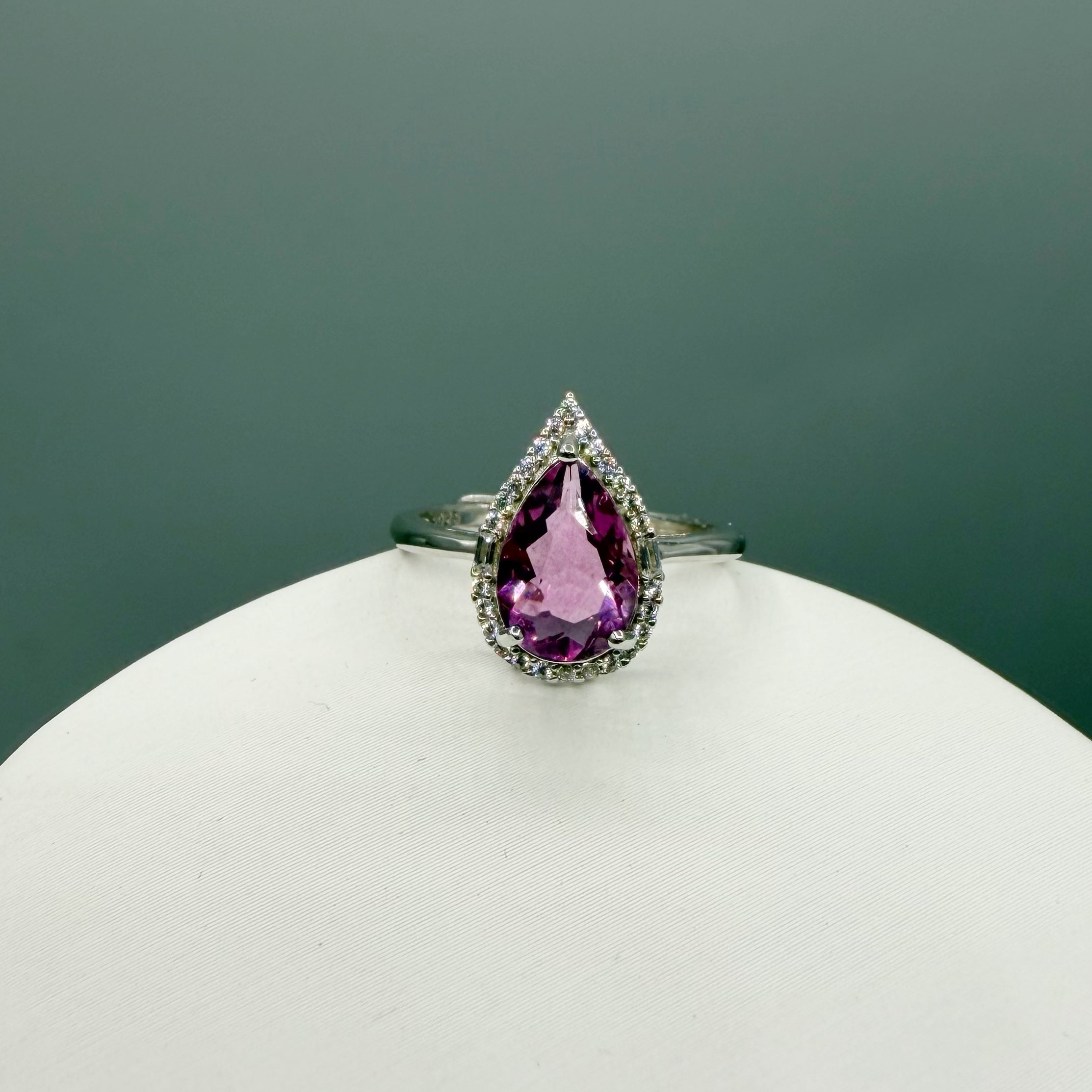 Anello Fluorite Rosa - Argento 925 - Goccia