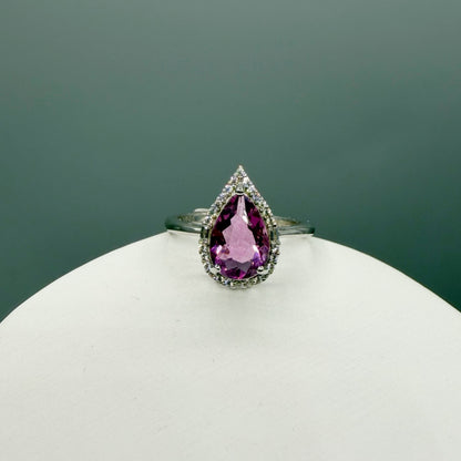 Anello Fluorite Rosa - Argento 925 - Goccia