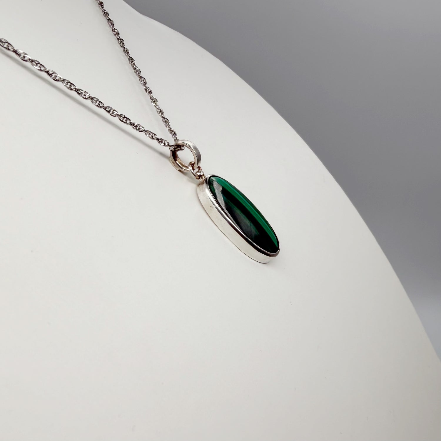Ciondolo Malachite Ovale - Argento 925