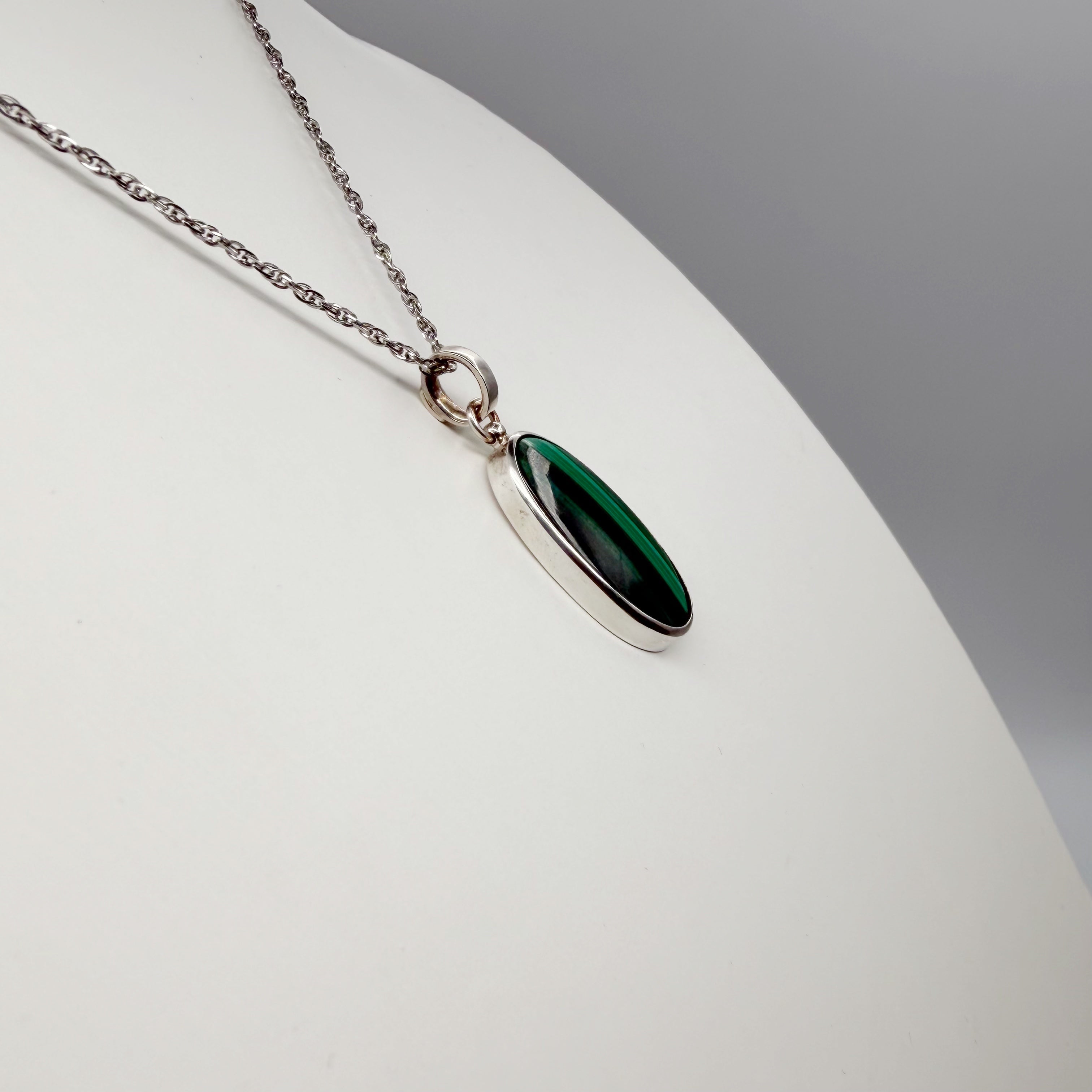 Ciondolo Malachite Ovale - Argento 925