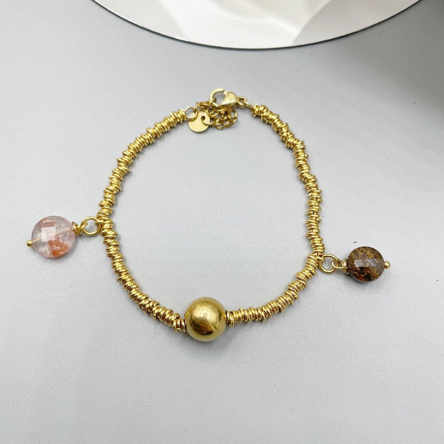 Bracciale Salute e Benessere Gold - Quarzo Ematoide e Bronzite